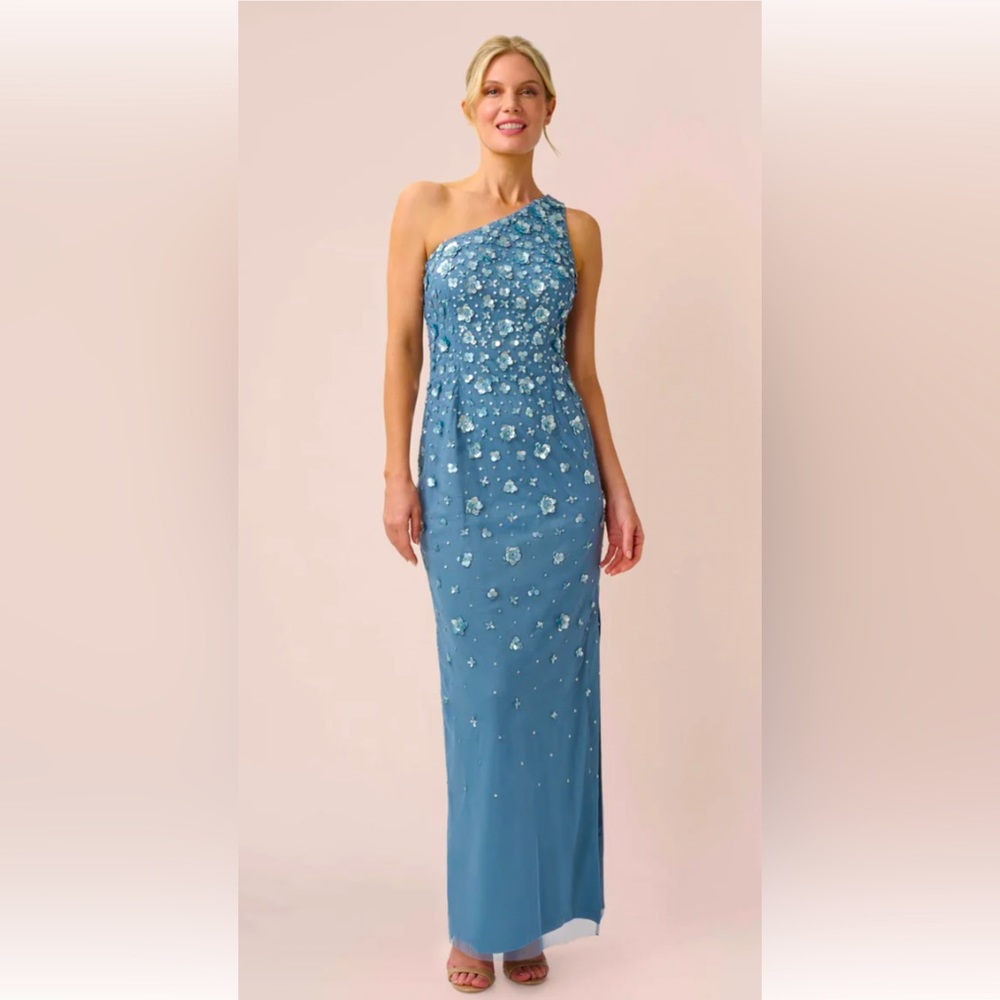 Beautiful brand new with tags Adrianna Papell off the shoulder beaded gown.